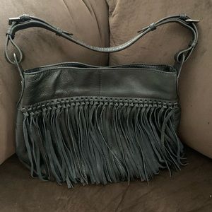 orYany Black Fringed Shoulder Bag